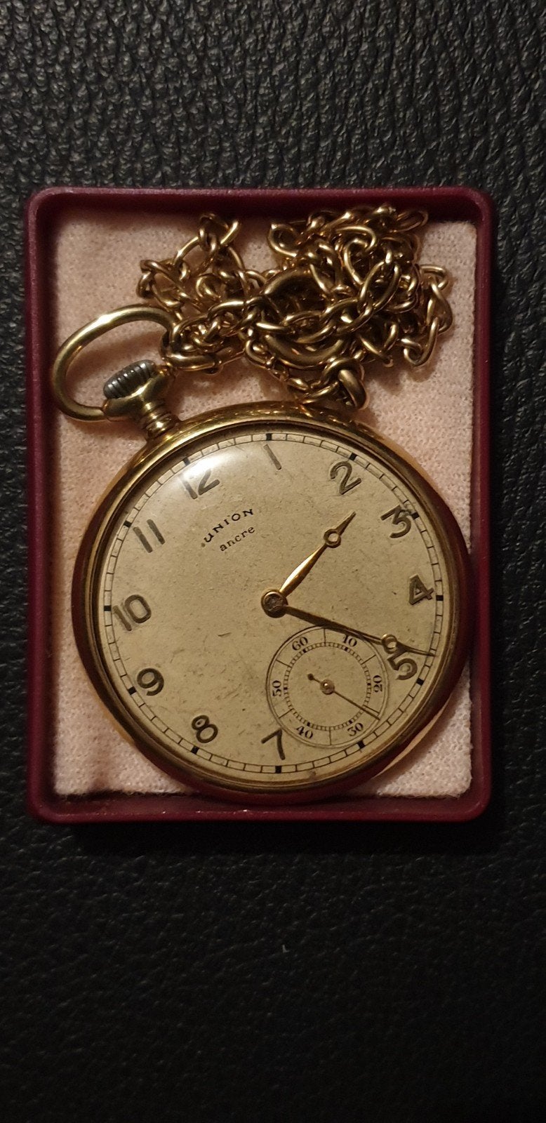 Montre de poche Union Ancre Union soviétique avec plaque ou, Bijoux, Sacs & Beauté, Avec chaîne, Autres marques, 1930 à 1960, Enlèvement ou Envoi