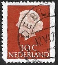 1 Postzegel Nederland 1971 Koningin Juliana 'En profil', Ophalen of Verzenden, Na 1940, Gestempeld