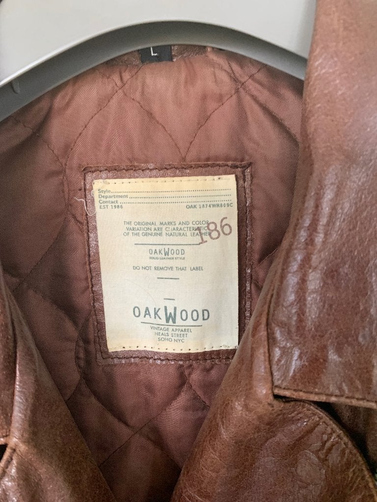 Oakwood dames leren bikerjack – Maat L – Bruin – Echt leer, Kleding | Dames, Ophalen of Verzenden, Gedragen, Maat 42/44 (L), Bruin