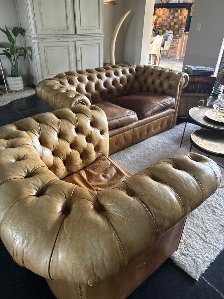 Chesterfield zetel, Huis en Inrichting, Ophalen, Gebruikt, Klassieke, 150 tot 200 cm