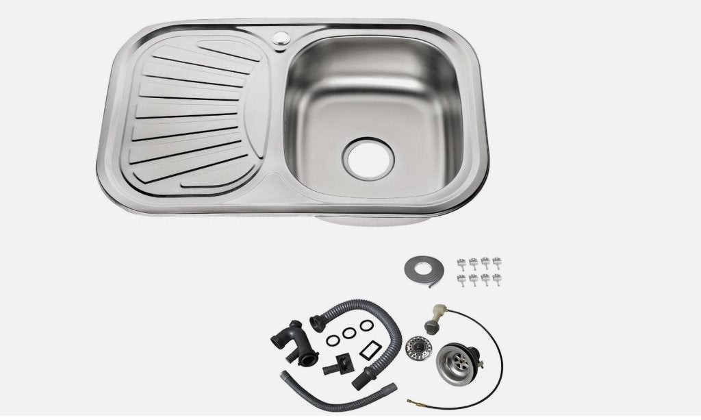 Evier inox avec raccord 75x50x18, Ophalen, Nieuw, Inox