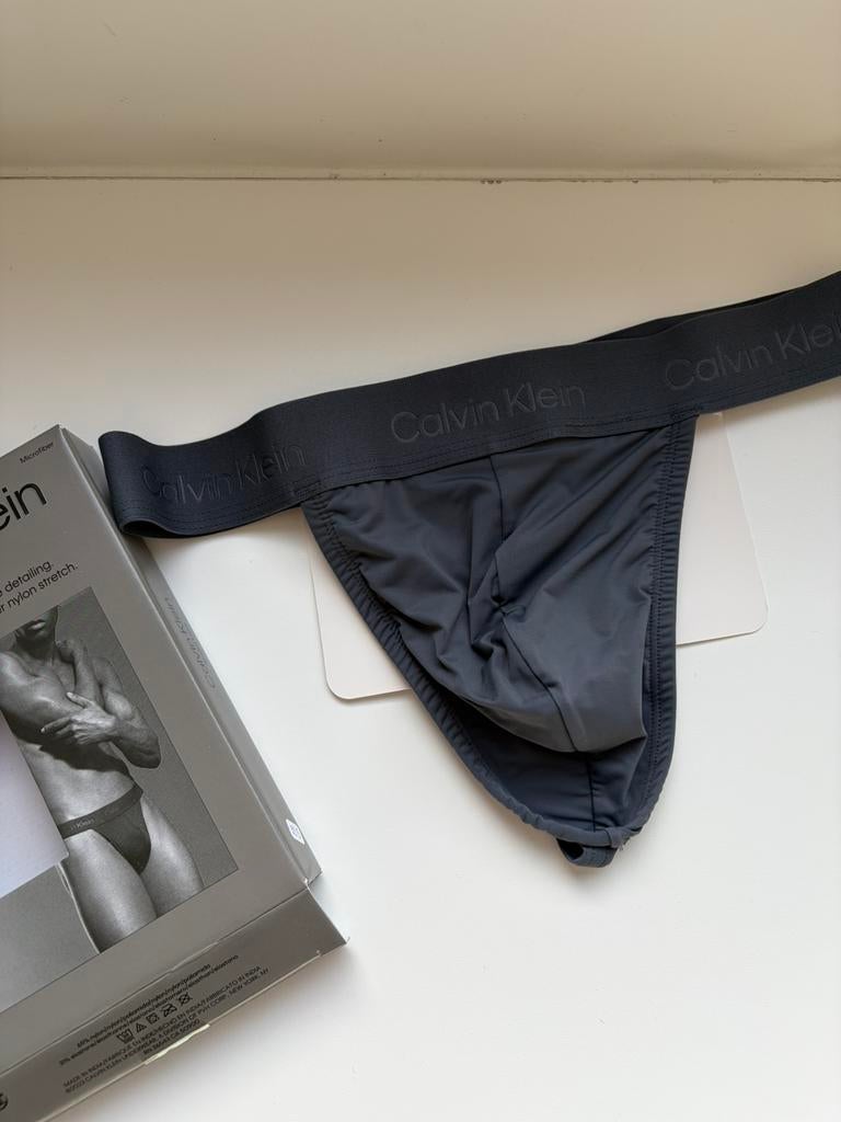 Calvin Klein Sculp Lace Thong, Verzenden, Grijs, Slip