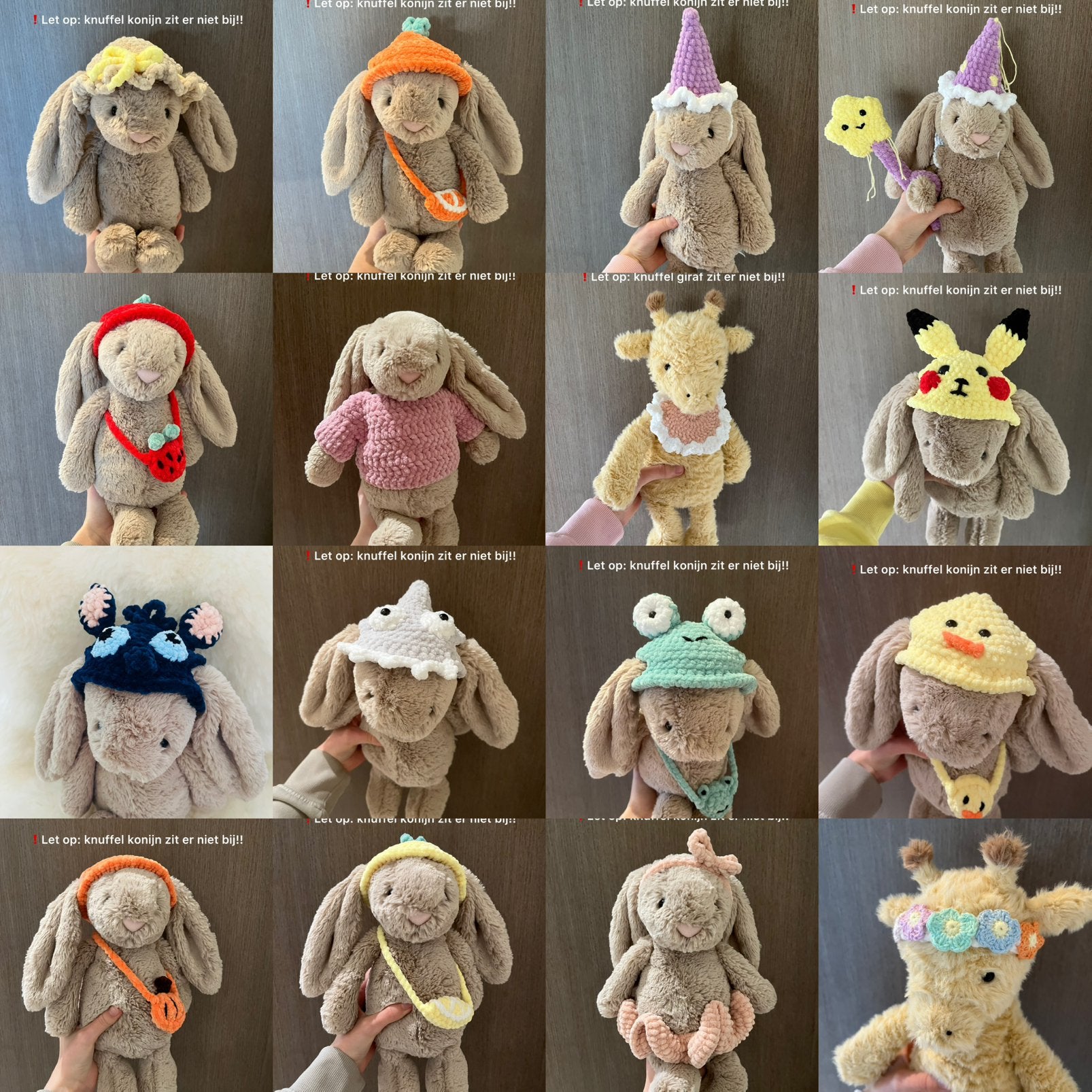 Gehaakte kleertjes voor Jellycat Medium Bashful Bunny, Ophalen of Verzenden, Nieuw