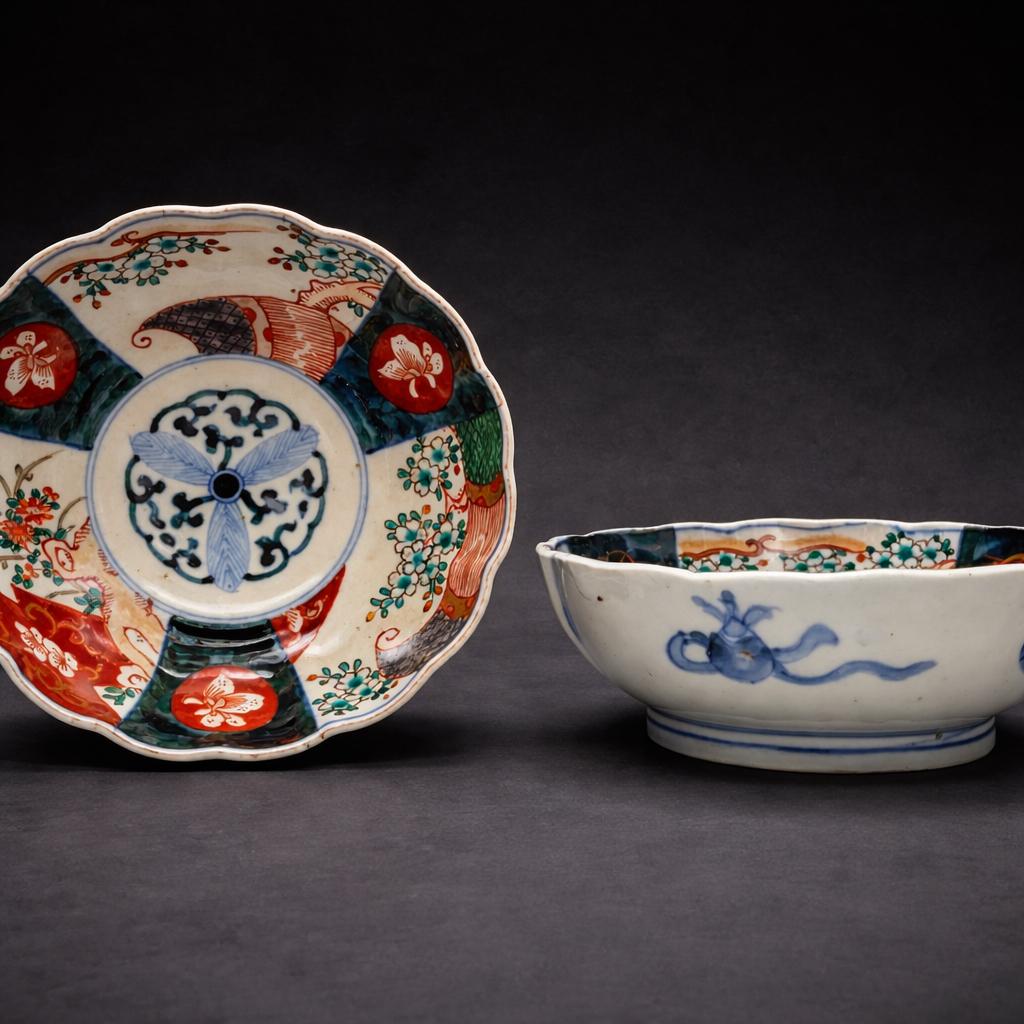 Paar antieke Japanse Imari-schalen, uit de 19e eeuw, Antiek en Kunst, Ophalen of Verzenden