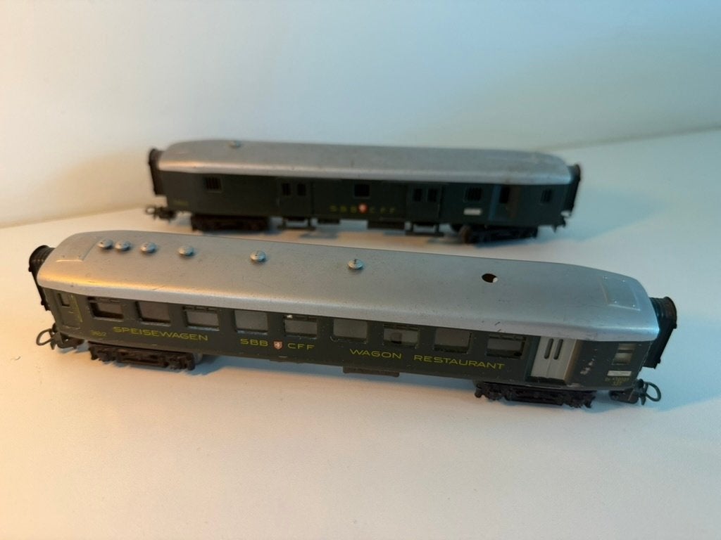 Märklin HO SBB 348/2 en 348/4 vintage, Wisselstroom, Gebruikt, Wagon, Ophalen of Verzenden