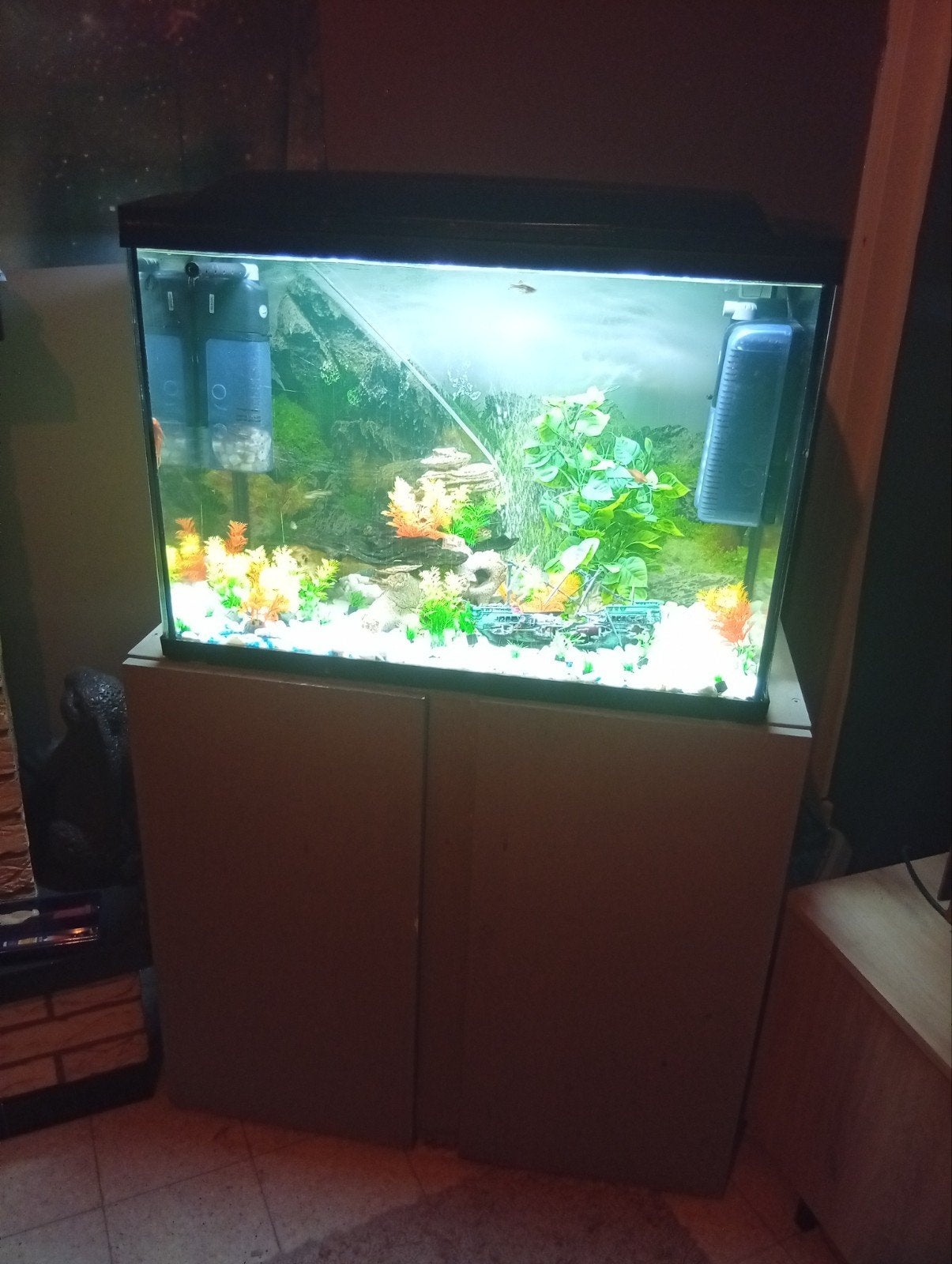 aquarium+vissen+decoratie+kast+installatie, Ophalen, Inclusief toebehoren, Verlichting of Verwarming, Zo goed als nieuw