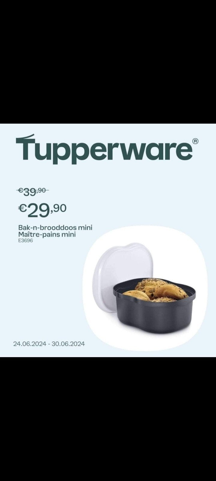 nieuwe bak n brooddoos klein van tupperware, Huis en Inrichting, Ophalen of Verzenden, Nieuw