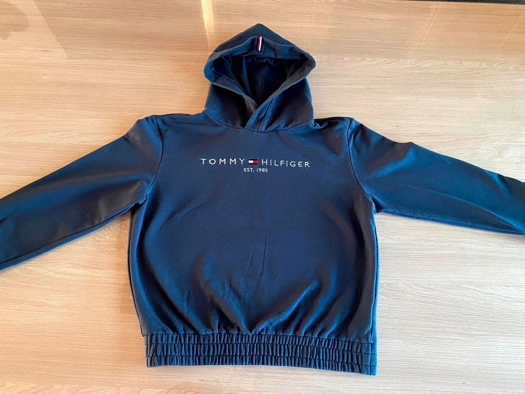 Blauwe trui met kap - Tommy Hilfiger - maat 164, Meisje, Trui of Vest, Ophalen of Verzenden, Tommy Hilfiger