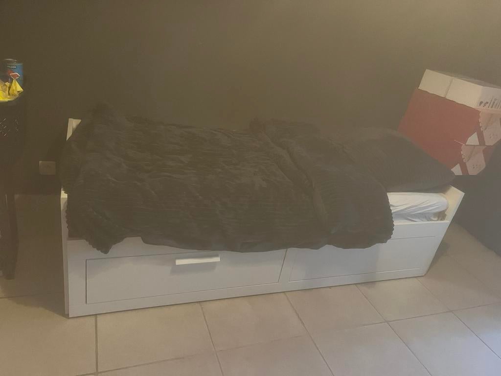 Ikea bed inklapbaar met obergruimte, Ophalen, Verstelbaar, Wit, 140 cm