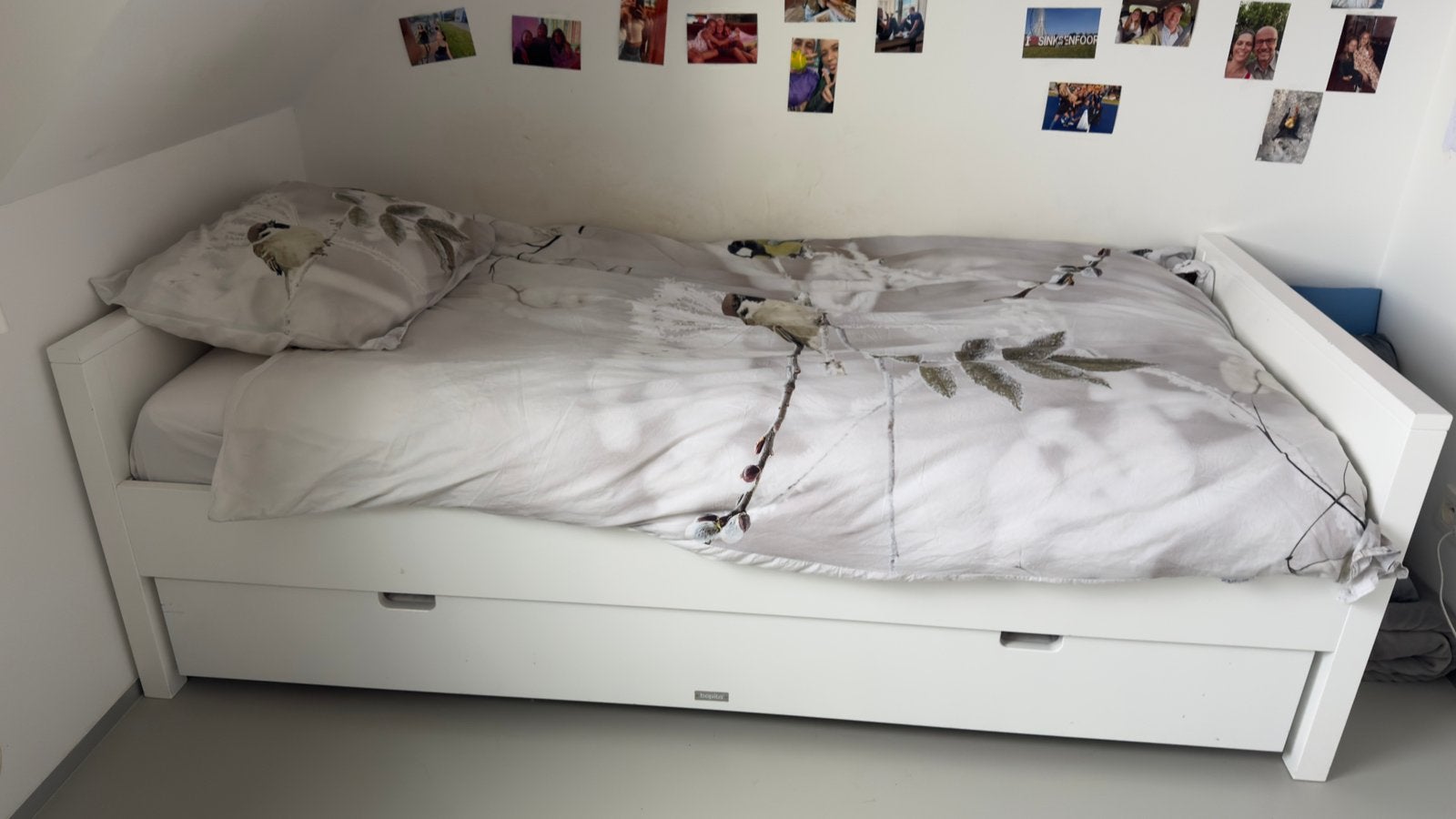 Bopita bed met uitschuifbaar logeerbed – wit, 85 tot 100 cm, Zo goed als nieuw, 180 cm of meer, Ophalen