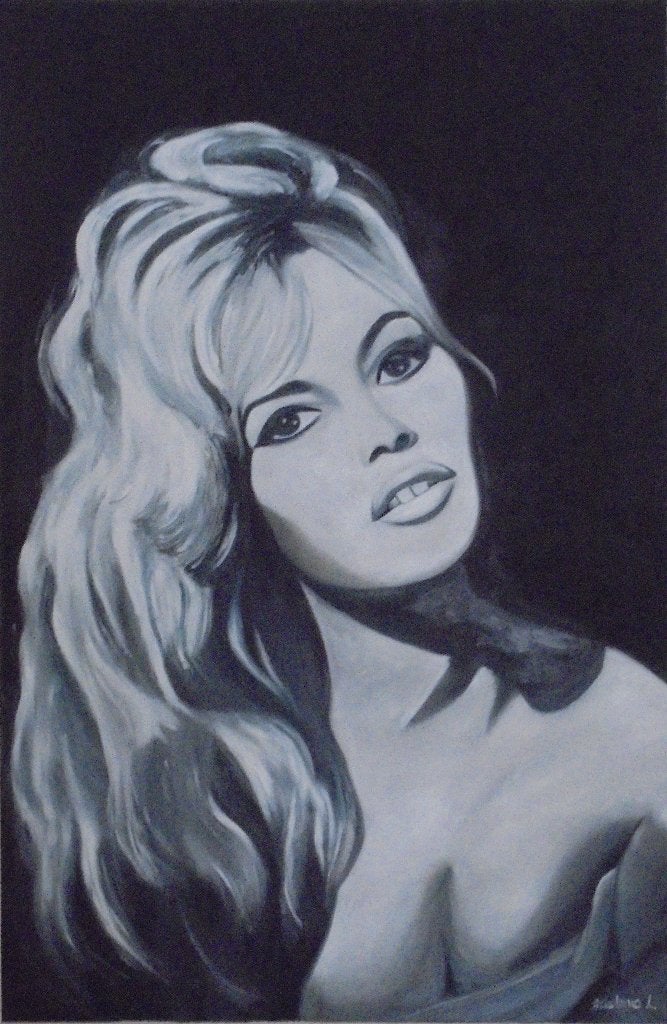 olieschilderijen Brigitte Bardot, Doek, Portret of Personen, Ophalen of Verzenden, Olieverf