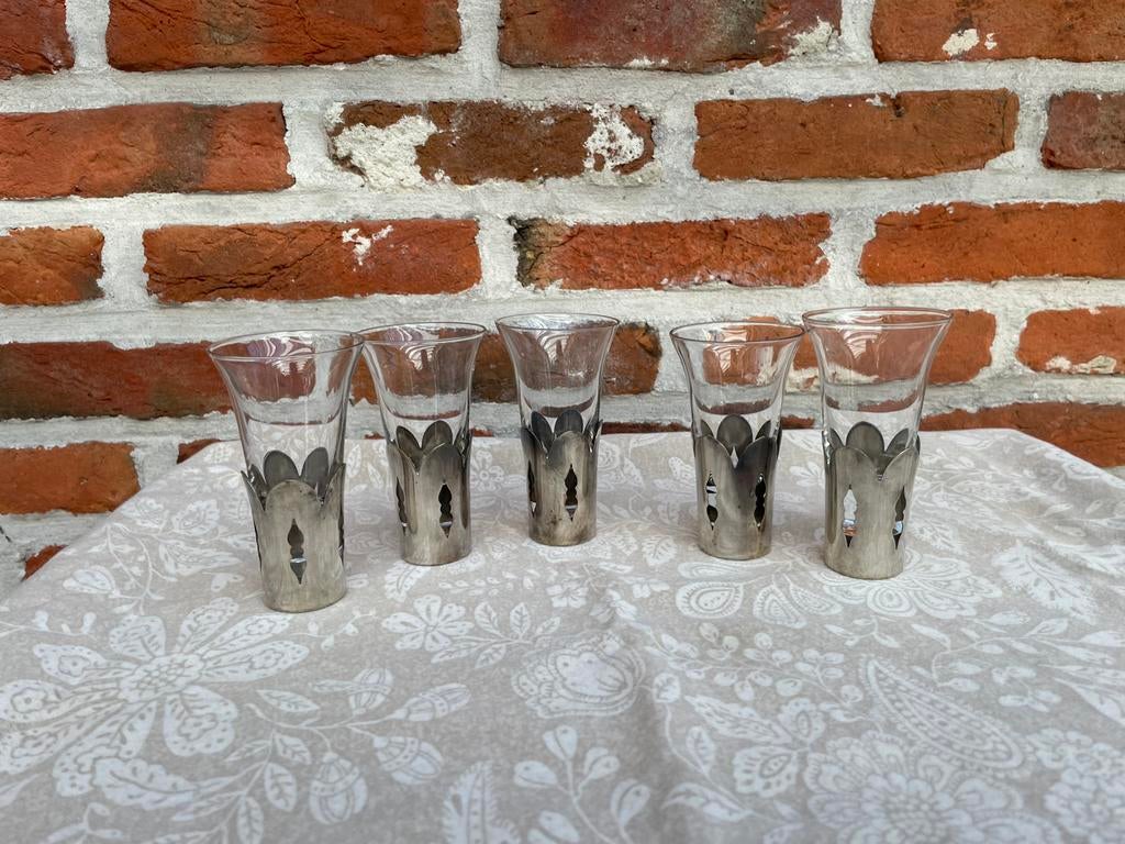 Verzilverde borrelglaasjes gestempeld, Antiek en Kunst, Ophalen of Verzenden