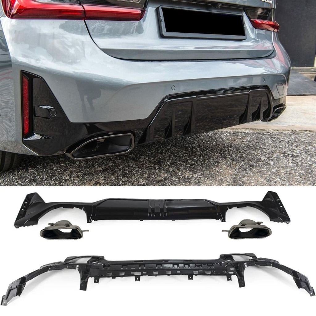 Diffuser + Uitlaat Chrome Bmw 3 Serie G20 G21 LCI M Pack M34, Envoi