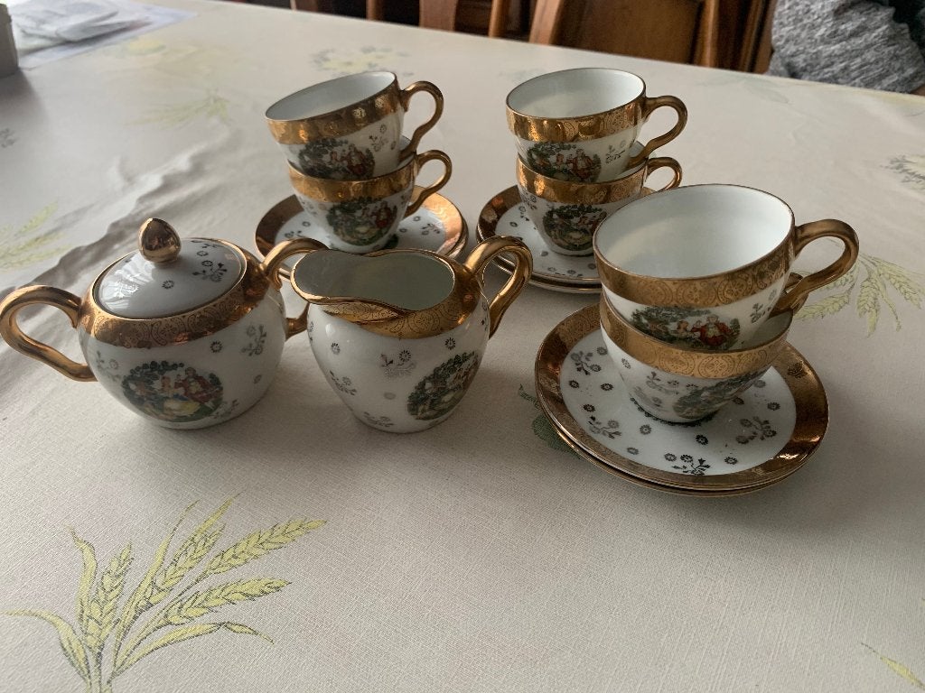 Vergulde koffie-/theeset, Antiek en Kunst, Ophalen of Verzenden