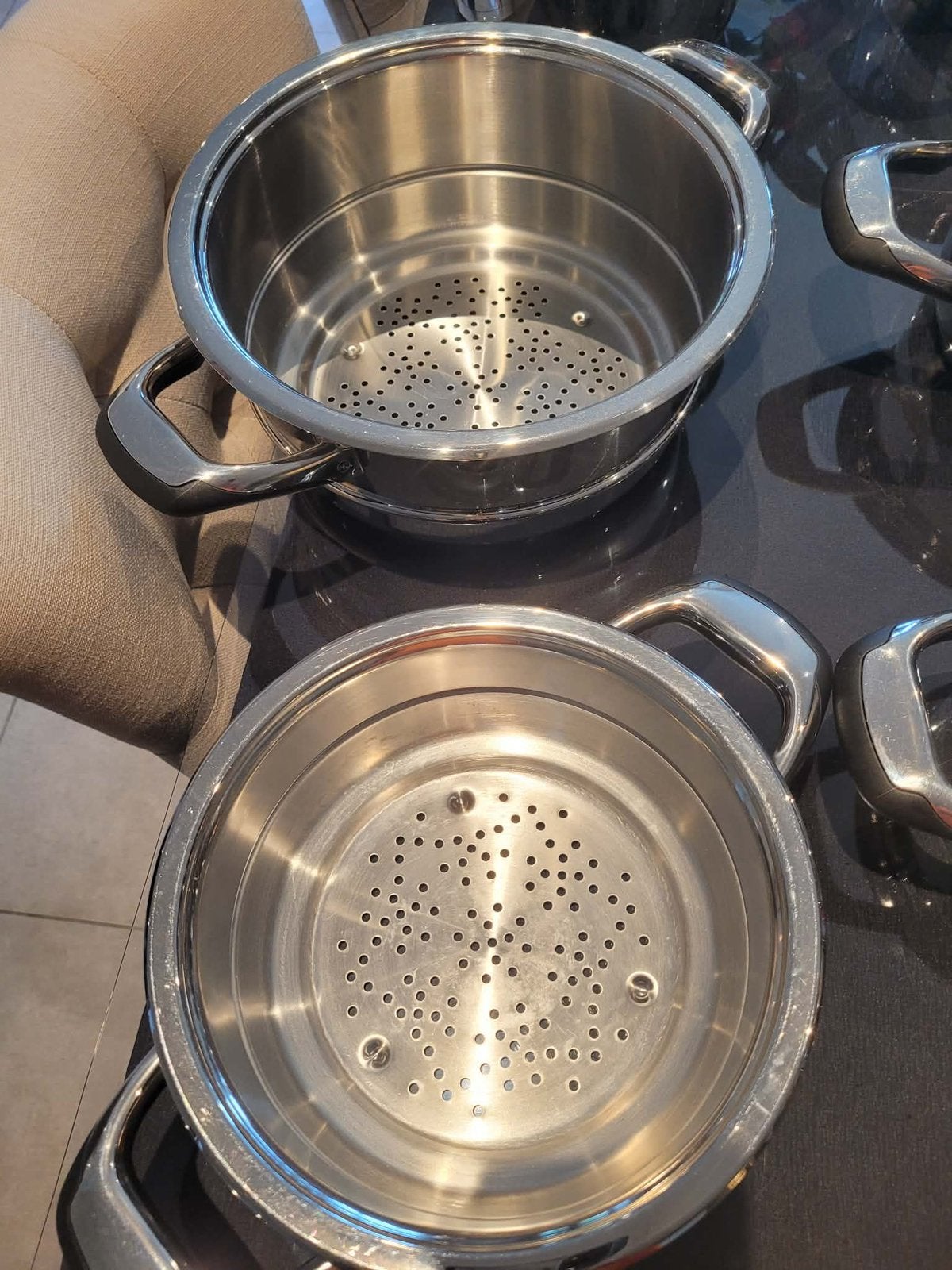 Ensemble de casseroles avec bouton de thermostat, Maison & Meubles, Enlèvement, Comme neuf