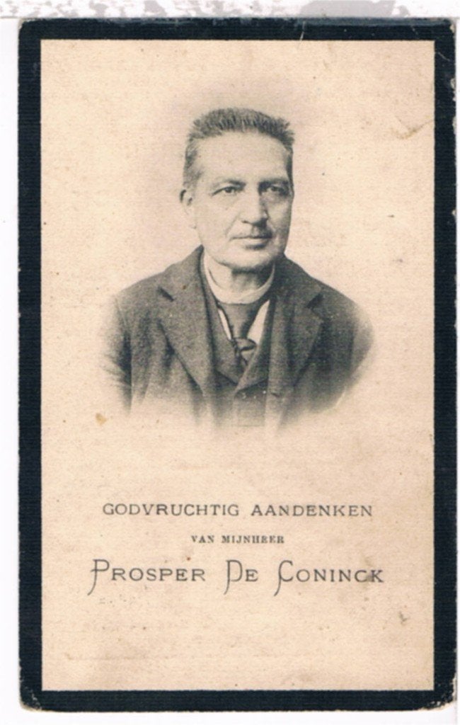 Bp. De Coninck Prosper.  Elsene 1845 † Gent 1905, Ophalen of Verzenden, Bidprentje