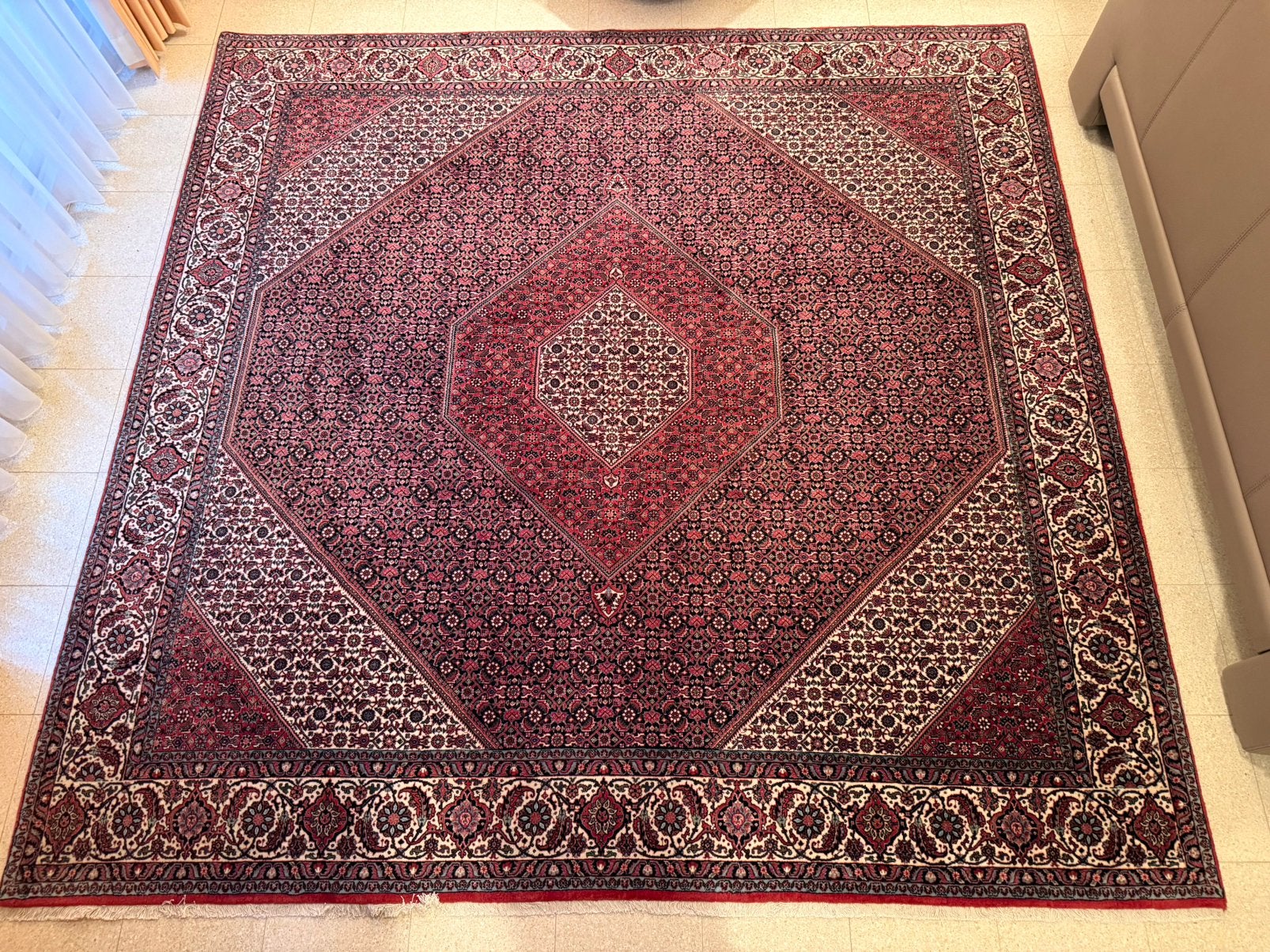 Perzisch tapijt - topstuk, Ophalen, Vierkant, 200 cm of meer, Zo goed als nieuw