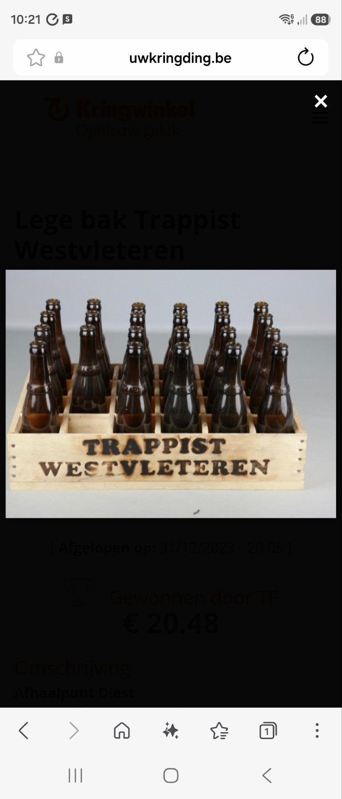 2 kratten west vleteren leeg, Verzamelen, Biermerken, Ophalen, Flesje(s)