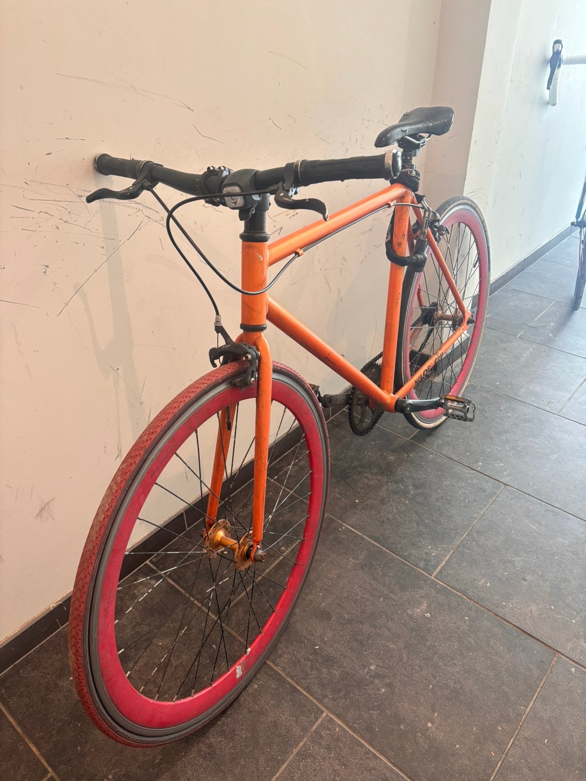 Nolobi Oranje Single speed Fixie, Ophalen, Zo goed als nieuw