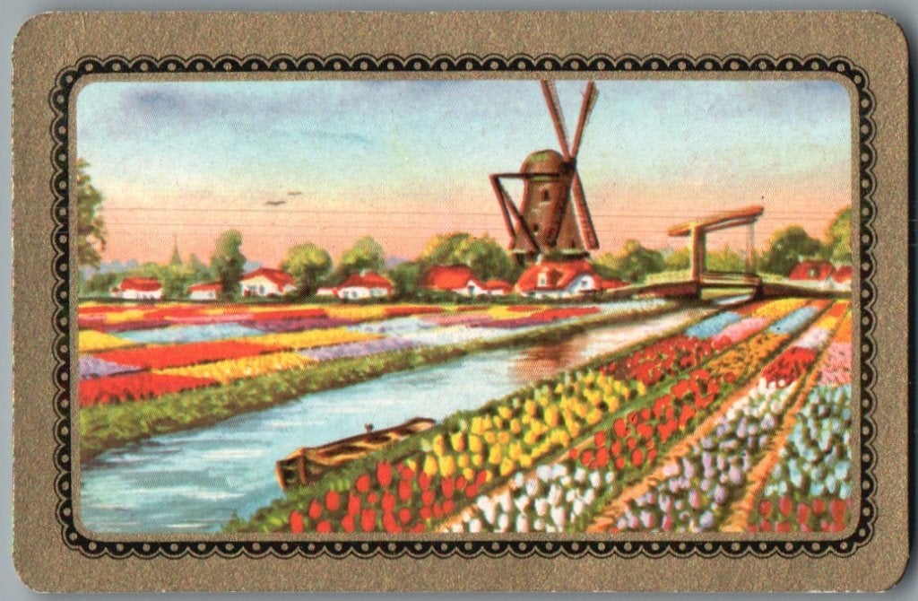 speelkaart - LK16050 - Molen in tulpenveld, Ophalen of Verzenden, Zo goed als nieuw, Speelkaart(en)