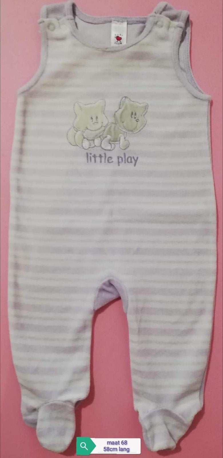 Pyjama wit-lila maat 68, Enlèvement ou Envoi, Comme neuf, Garçon ou Fille, Vêtements de nuit ou Sous-vêtements