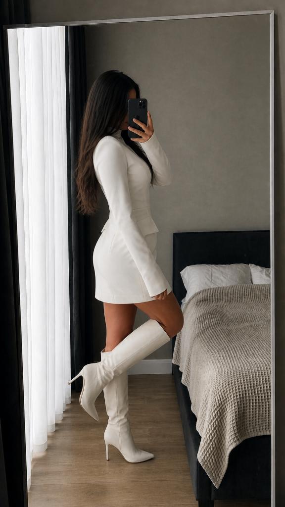 Witte blazer jurk met lange mouwen, Kleding | Dames, Overige Dameskleding, Anders, Verzenden, Zo goed als nieuw