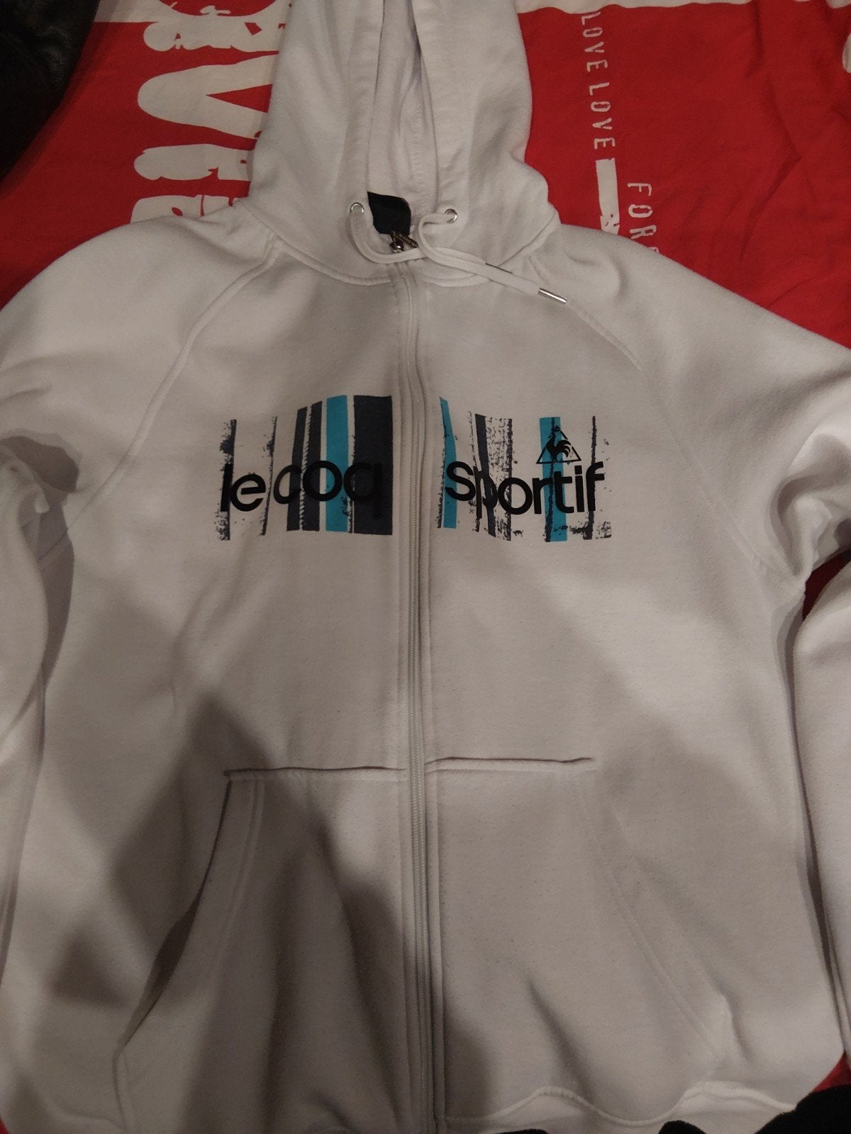Vest met rits en kap Le Coq Sportif, Ophalen, Wit, Maat 56/58 (XL), Zo goed als nieuw