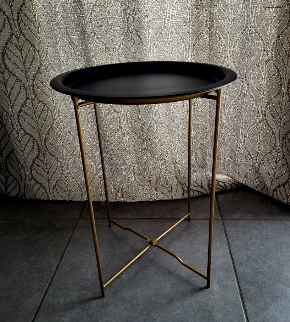 Table d'appoint ronde en métal – Comme neuve – 10 €, Enlèvement, Autres matériaux, Doré, Autres types