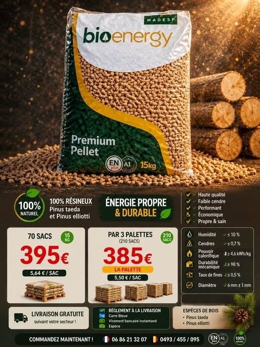 pellets 100% résineux paiement a la livraison, 6 m³ ou plus, Envoi, Autres essences de bois, Bûches