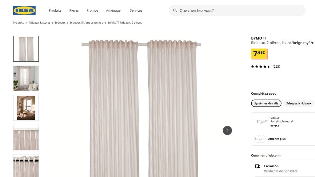 Rideaux IKEA – 2 pair, Crème, Comme neuf, Enlèvement, Voilage semi-transparent