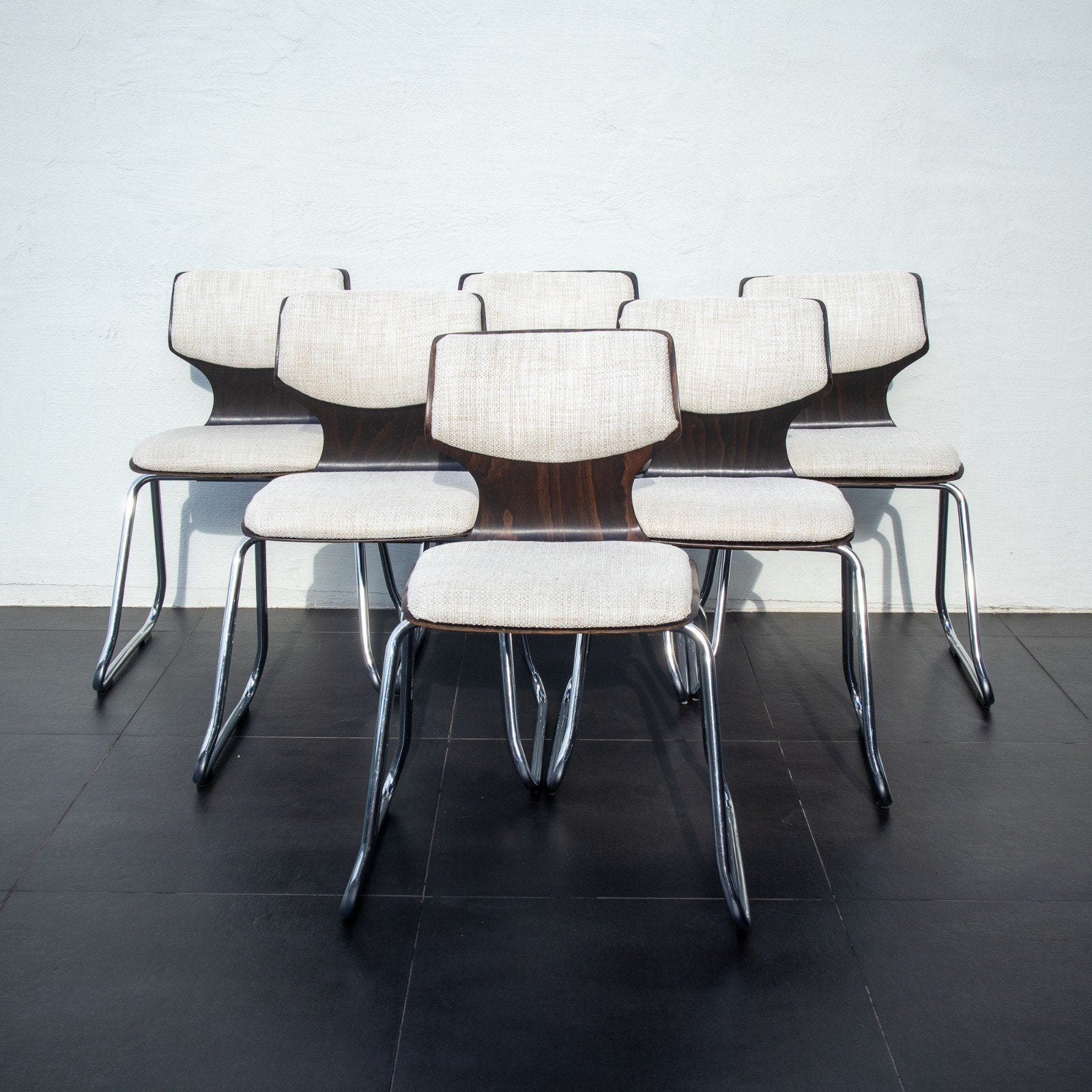 Set van 6 vintage Pagholz stoelen nr. 65185-4, Mid-century modern, 70's, vintage, Brun, Enlèvement, Bois