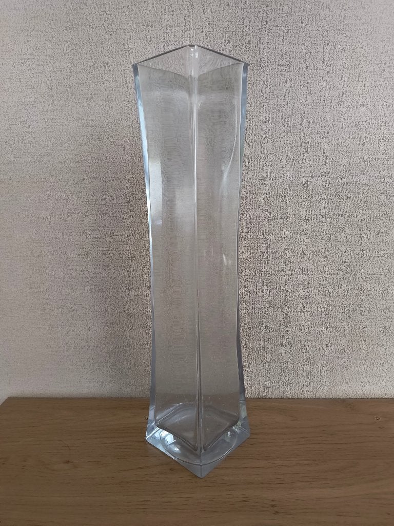 Hoge vierkante glazen vaas, hoogte 45cm, Huis en Inrichting, Ophalen, Wit, Minder dan 50 cm, Glas