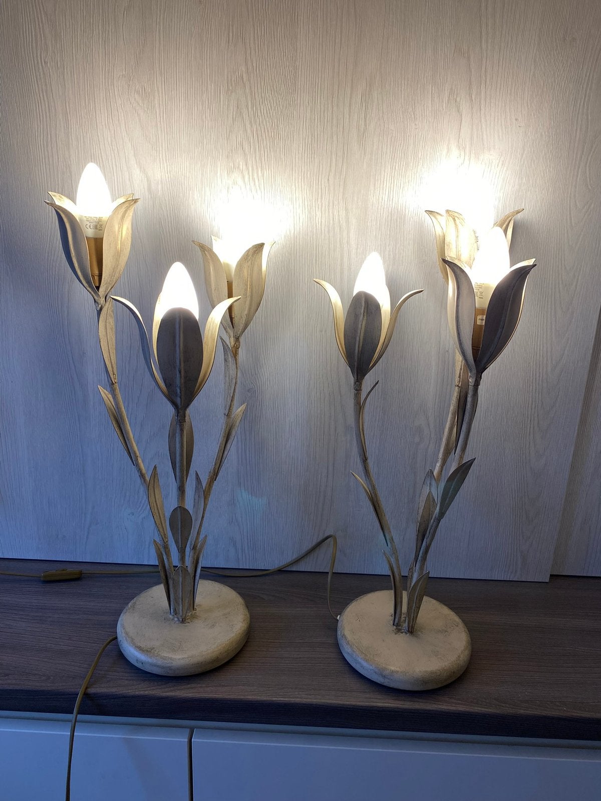 Paar vintage italiaanse  lampen metaal ls italy, Huis en Inrichting, Ophalen, Zo goed als nieuw, Metaal