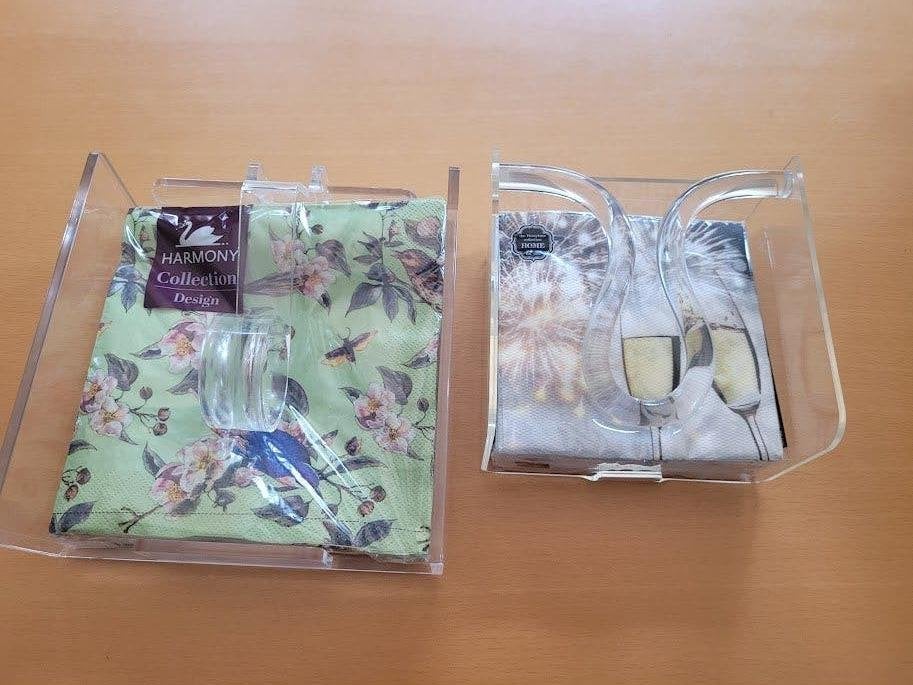 Lot de 2 porte-serviettes en plexi, Maison & Meubles, Cuisine | Vaisselle, Comme neuf, Autres types, Uni, Autres matériaux, Enlèvement ou Envoi