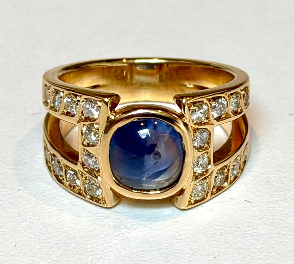 Exclusieve 18 karaat gouden ring saffier 2.5ct en diamanten!, 18 tot 19, Geel, Ophalen of Verzenden, Dame of Heer