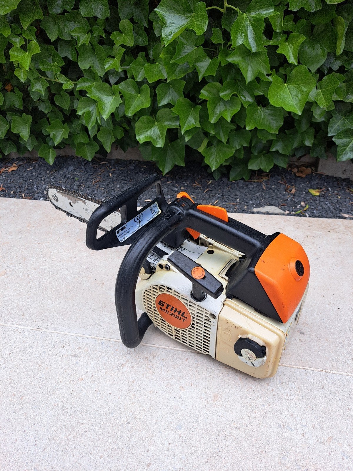 Stihl MS200T benzine kettingzaag in goede staat, Ophalen, Gebruikt, Boomzaag, Stihl