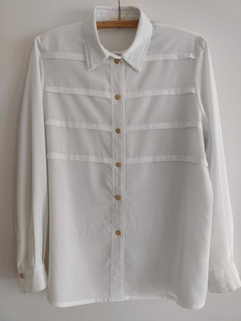 Chemisier/Blouse Alexander (tailles D42/F44), Taille 42/44 (L), Blanc, Envoi, Comme neuf