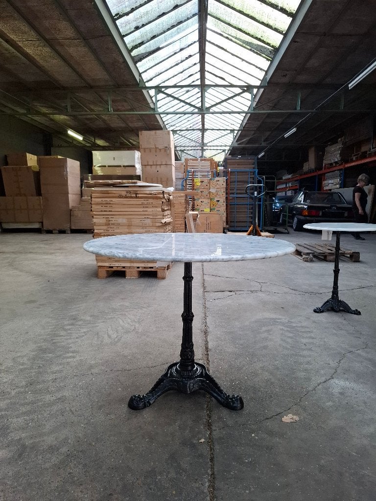 Grote Echte Marmeren Bistrotafel Ø90 + Gietijzer, Ophalen, Overige materialen, 50 tot 100 cm, Rond