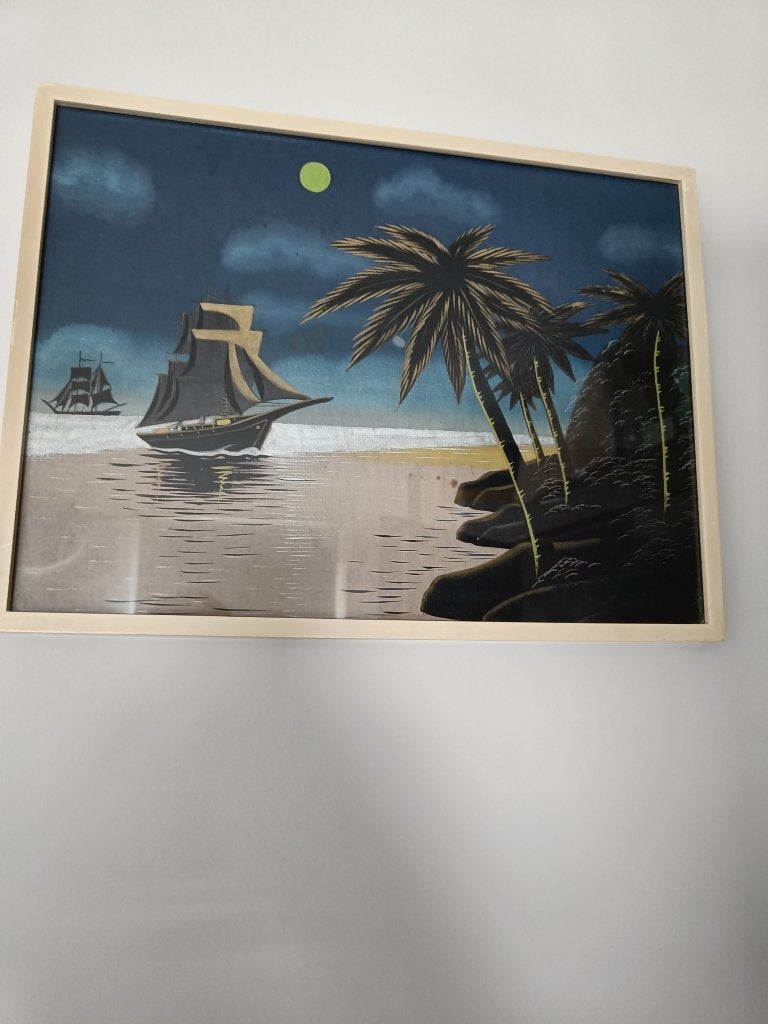 koreaans schilderij op zijde  landschap  uit 1952, Ophalen, Schilderij, Overige materialen, Gesigneerd