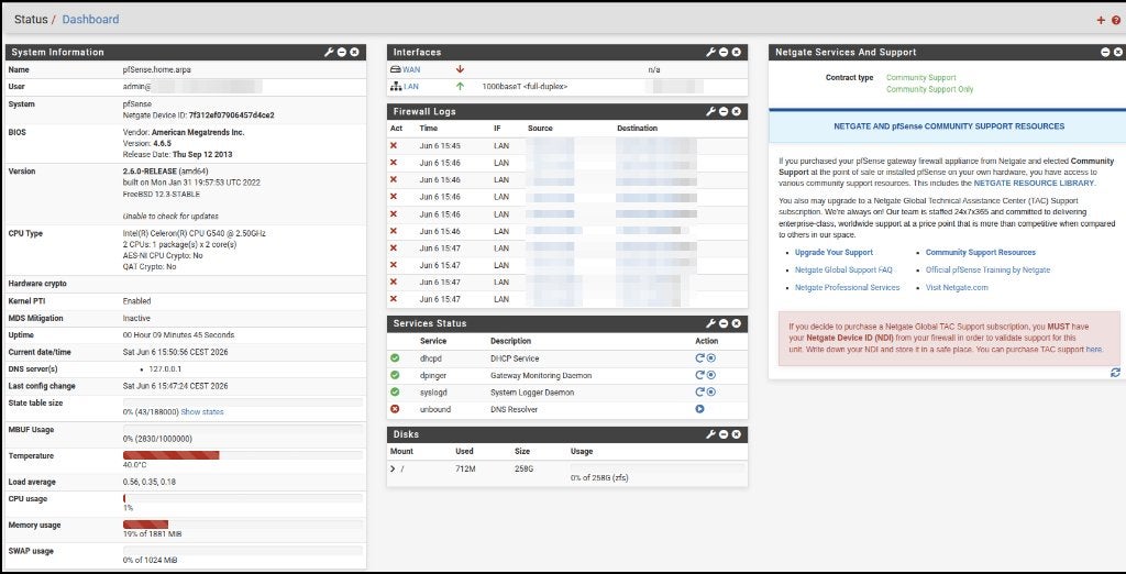Firewall PfSense 6 ports Gigabits rackable, Ophalen, Gebruikt, Router