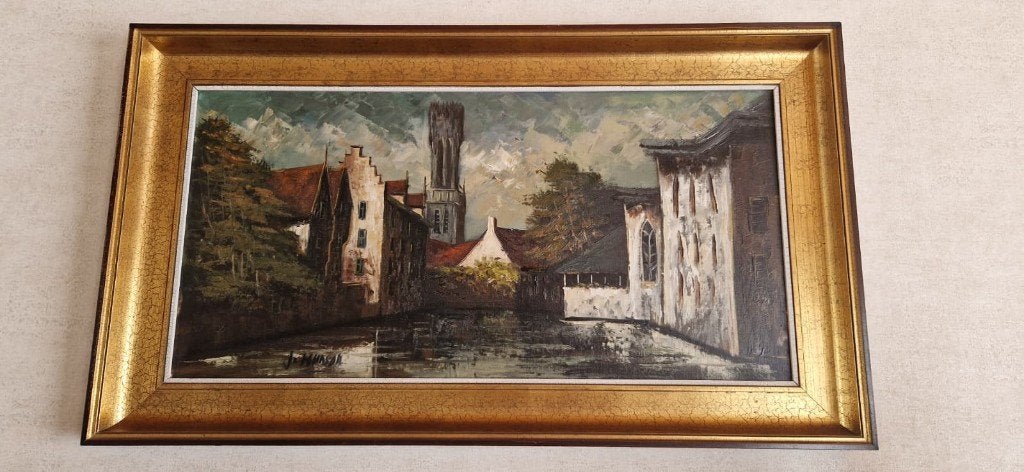 olieverfschilderij – 118 x 67 cm – vergulde lijst, Ophalen, Doek, Olieverf, Klassiek
