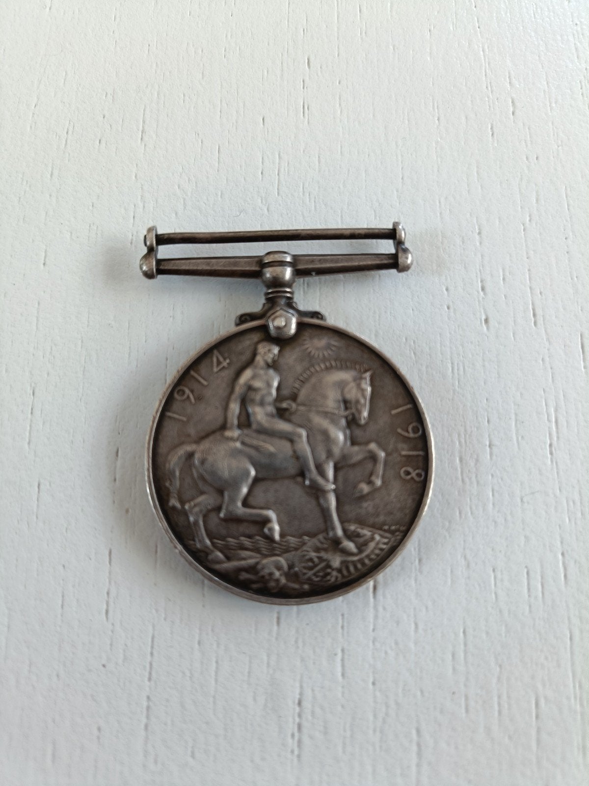 Zilveren medaille  WW1 met naam en stamnummer, Ophalen, Landmacht, Embleem of Badge