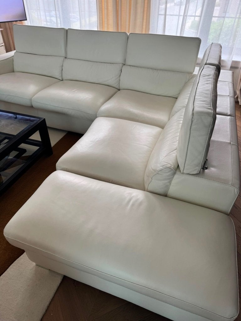 Canapé blanc en cuir, Maison & Meubles, Canapés | Salons, 75 à 100 cm, 250 à 300 cm, Quatre personnes ou plus, Comme neuf