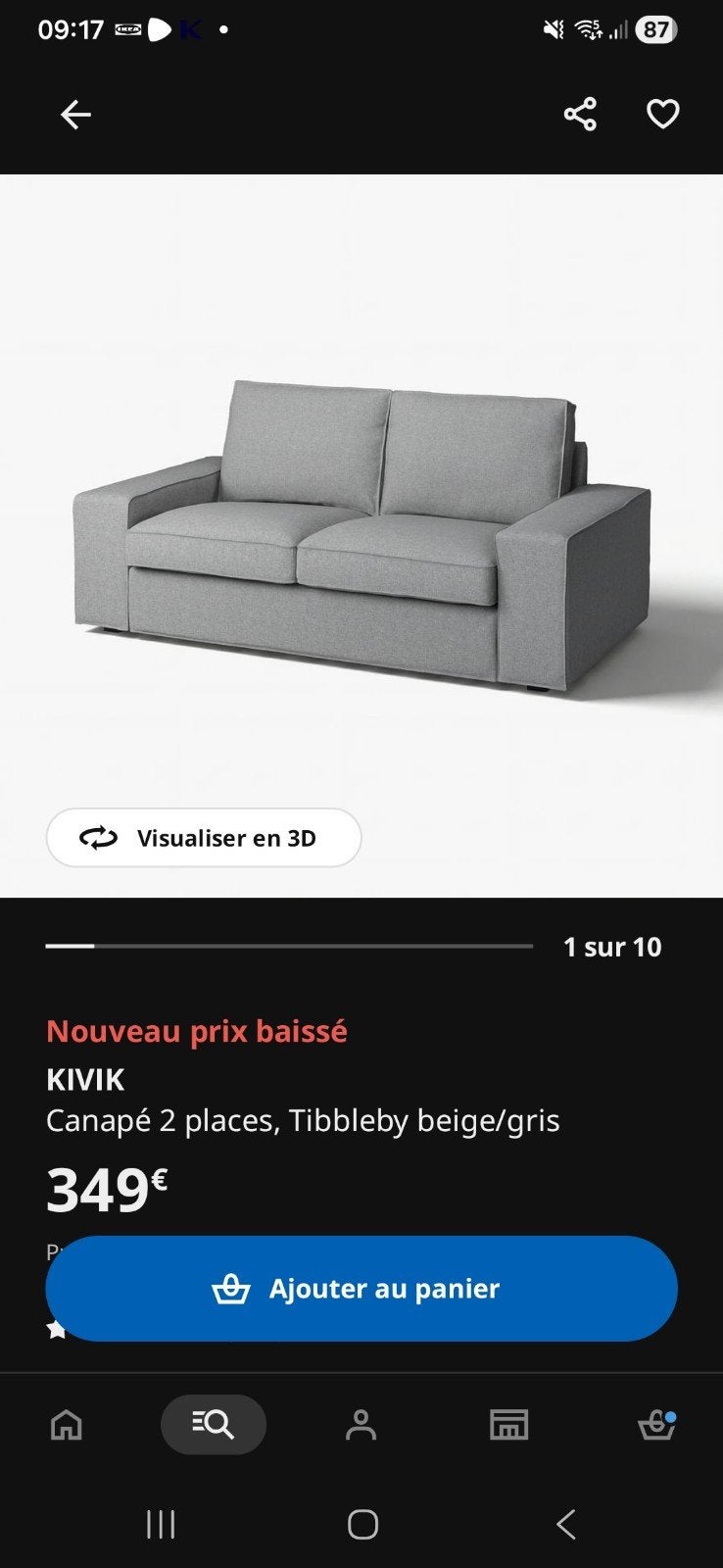 canapé kivik 2pl + meridienne TRES BON ETAT!, Maison & Meubles, Canapés | Salons, Enlèvement