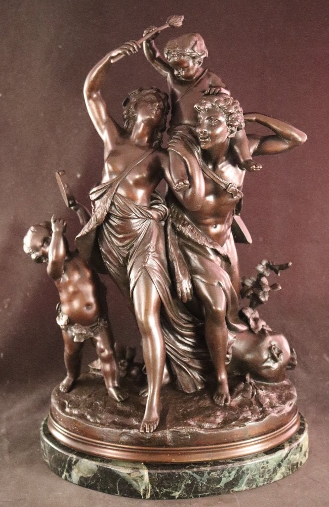 Antiek bronzen sculptuur Clodion, Antiek en Kunst, Kunst | Beelden en Houtsnijwerken, Ophalen of Verzenden, Beeld, Groen