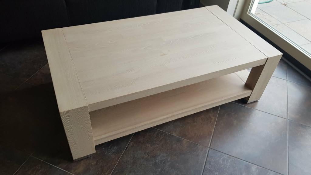 Volhouten salontafel (olm), Ophalen, 100 tot 150 cm, Landelijk, lichte houten kleur, 50 tot 100 cm