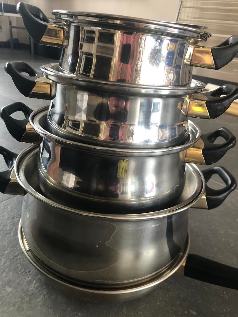 5 delig pottenset, Huis en Inrichting, Keuken | Potten en Pannen, Ophalen, Inox, Keramische plaat, Pannenset