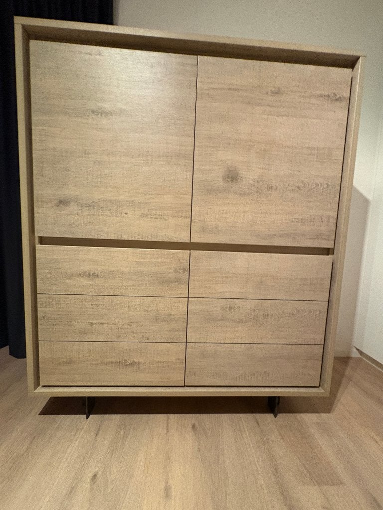 houten wandkast, Avec porte(s), Moins de 150 cm, Comme neuf, Autres essences de bois
