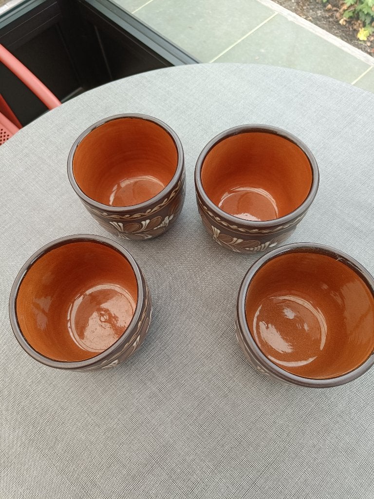 Keramieken cache-pots. Aantal: 4. Kleur bruine tinten., Ophalen of Verzenden, Nieuw, Rond, Binnen