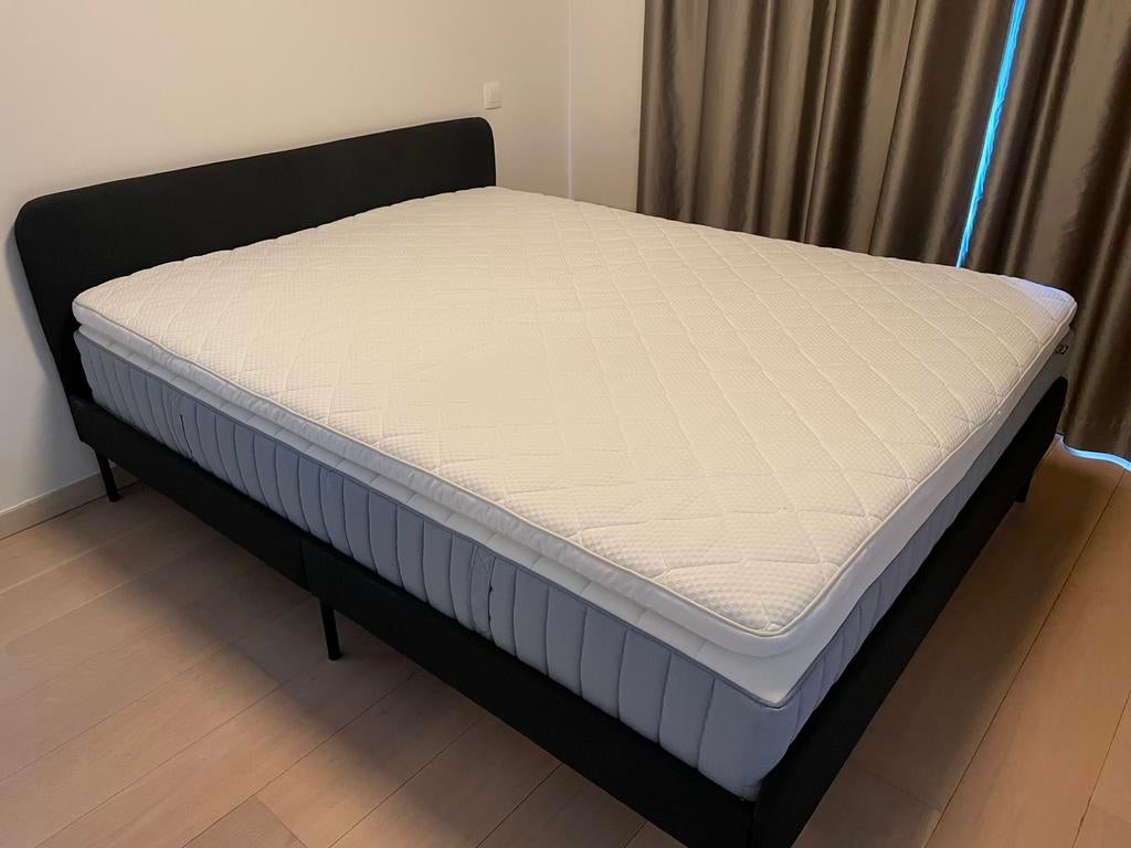 IKEA SLATTUM double bed 160x200 – excellent condition, Huis en Inrichting, Slaapkamer | Bedden, Ophalen, Zwart, Tweepersoons, Zo goed als nieuw